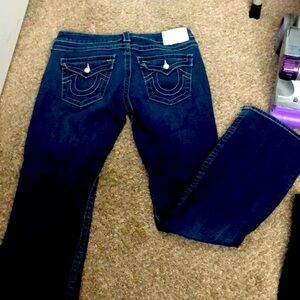 True Religion low rise boot cut jeans.